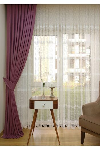 Evdepo Home Crown Dried Rose Solid Color Non-Pleated Soft Background Curtain, Extra-forced Flat Planting, Single Wing