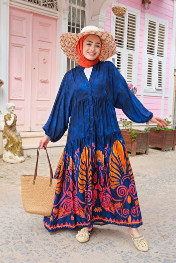 LOCCO Orange Patterned Mixed Dress