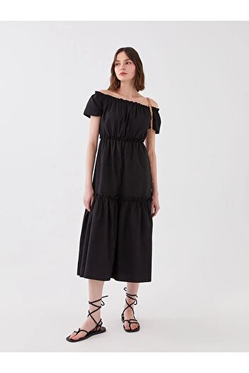 LC Waikiki Xsıde Boat Neck Straight Short Sleeve Women's Dress