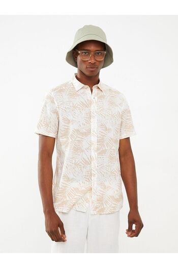LC Waikiki LCW Casual Slim Fit Short Sleeve Patterned Poplin Men's Shirt