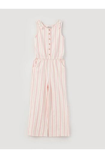 LC Waikiki Crew Neck Striped Girl's Jumpsuit