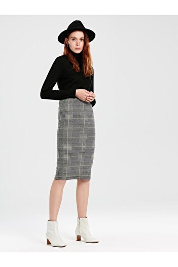 LC Waikiki Women's Black Plaid Skirt
