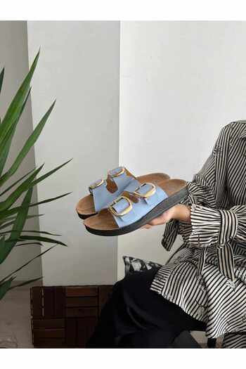 Behtah Kundura New Season Women's Slippers - Wide, Double Buckle, Lightweight and Stylish Casual Guest Home