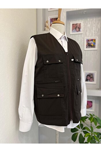 DENİZLİFE KTN Dad - Summer Spring Vest with Multi Pockets and Zipper