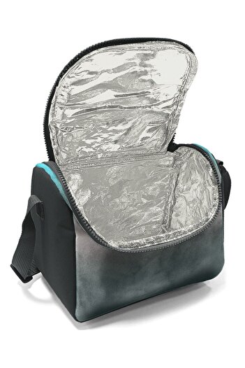 Coral High Turquoise Gray Tie-Dye Patterned Thermal Insulated Lunch Box and Pen Holder Set for Boys