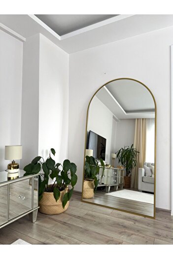 EFFE YAPI DEKOR Gold Metal Çerçeveli 180x100 Cm Oval Ayaklı Boy Aynası