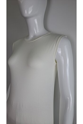 Alfa Women's Ecru Bodysuit - Zero Sleeves, Crew Neck