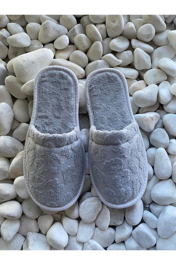 Lucy and Home Leopard Patterned Jacquard Cotton Towel Slippers