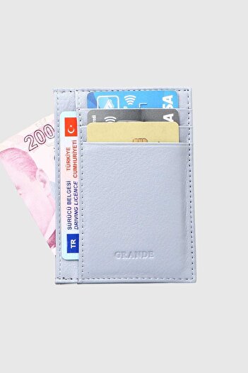 Grande 750 Hakiki Deri Slim Kartlık Flother Buz Mavi
