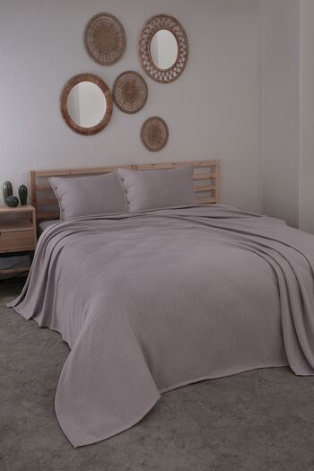 MEYN COLLECTİON Double - Multi-Purpose Pique Bedspread and Pillowcase Set