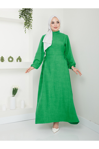 VOLT CLOTHİNG Hijab-Kleid – Damen, detailliertes String-Design mit Raffung