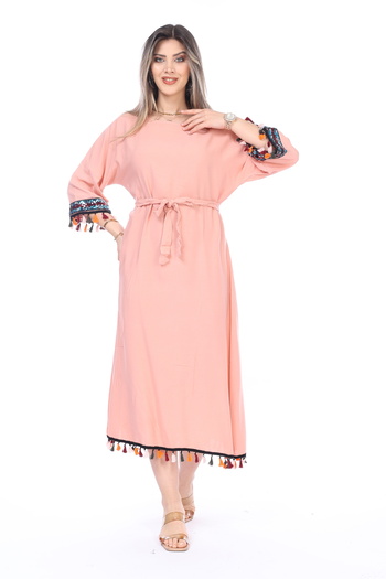 mervemoda Summer Midi Length Women's Dress - Three Quarter Sleeve