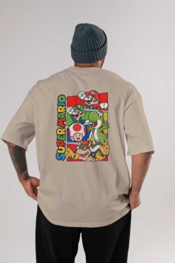 Ankhises Μπλουζάκι Super Mario Beige Oversize - Crew Neck, Βαμβακερό, Ανδρικό και Γυναικείο