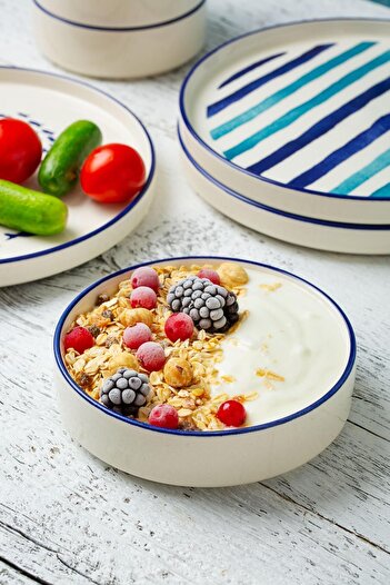 Kevin Seramik 14 Piece Marine Stackable Breakfast Set Your Tableways Are Colorful for Year