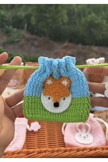 afralya home Airpods Bag, Handmade Mini Christmas Figured Wallet, Knitted Wallet