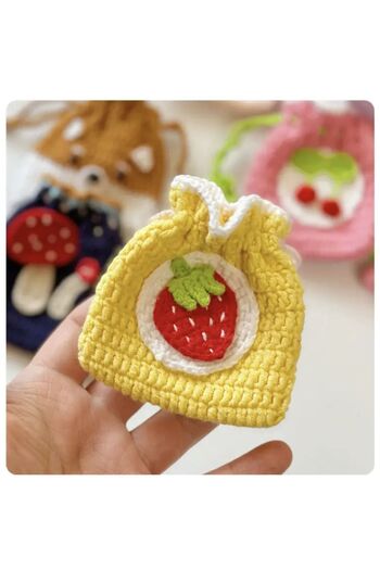 afralya home Headphone bag, handcrafted mini-figure wallet, knitted wallet