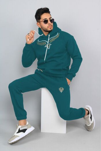 CLASSY.MODA Σετ αθλητικής φόρμας -2 τεμάχια (πάτος-πάνω μέρος) - Με στάμπα - Με κουκούλα - ύφασμα 3 κλωστών με ριγέ - Μονόχρωμο