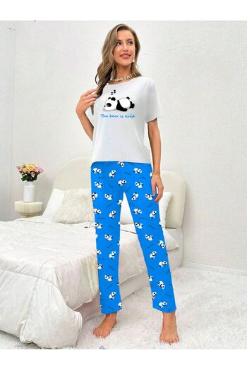 CLASSY.MODA Țesătură BUMBAC - Crop Stretchy Tricotat Tank Top - Full Lycra - Sleeping panda edition