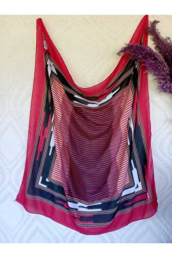 LABELLA COLLECTİON Black Sea Local Edge - Red Unembroidered Cheesecloth