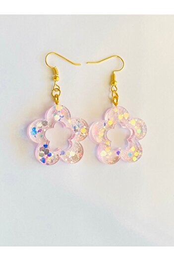 Ustaeller Pink Flower Patterned Simpli Emulated Earrings