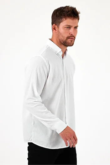 HAWKKİNG Men's Top - Long Sleeve, Easy Ironing, Sweat Absorbing, Breathable, Texture Four Seasons Shirt
