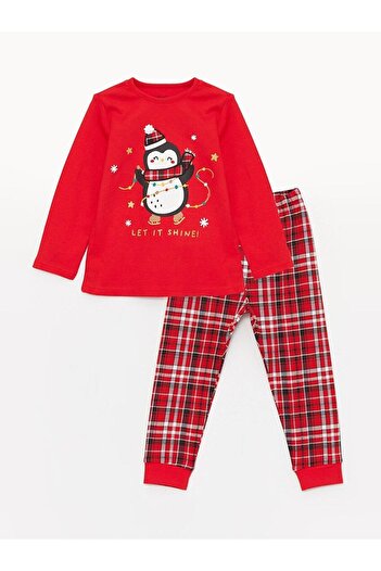LC Waikiki LCW baby Bisiklet Yaka Uzun Kollu Baskılı Kız Bebek Pijama Takımı