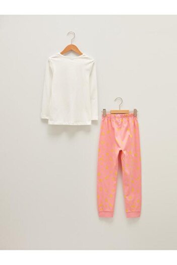 LC Waikiki Bisiklet Yaka Baskılı Uzun Kollu Kız Çocuk Pijama Takımı