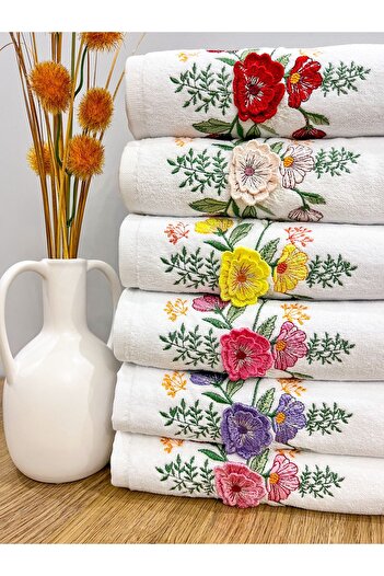 AYHANHOME Σετ 6 βελούδινες πετσέτες κουζίνας 3d Daisy Pattern Προίκα 30x50