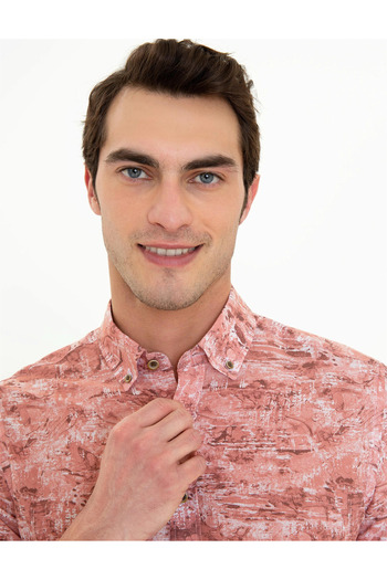 Pierre Cardin Довгорукава сорочка Slim Fit лососевого кольору