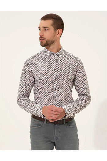 Pierre Cardin Μακρυμάνικο μαύρο πουκάμισο Slim Fit