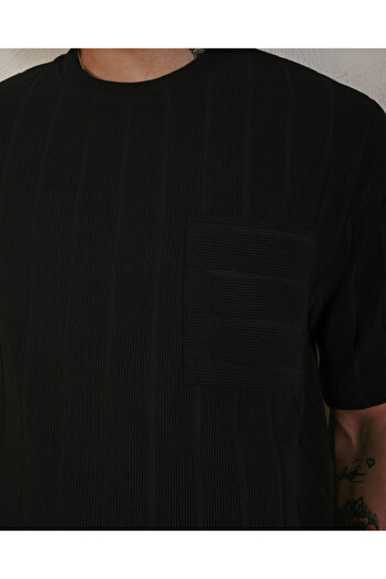 İLKCET MODA Μπλουζάκι με ριγέ τσέπη oversize