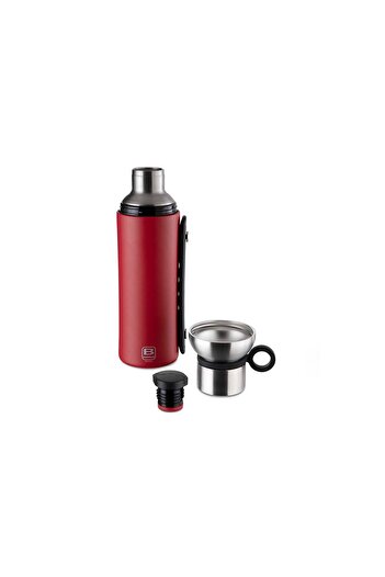 BUGATTI Termo Taşıma Kulplu Paslanmaz Çelik Mat Kırmızı Termos 1500Ml