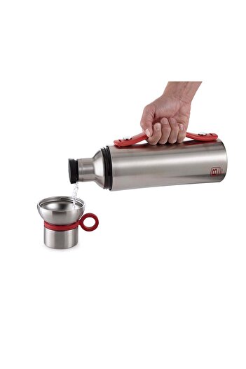BUGATTI Termo Taşıma Kulplu Paslanmaz Çelik Mat Gümüş Rengi Termos 1500Ml