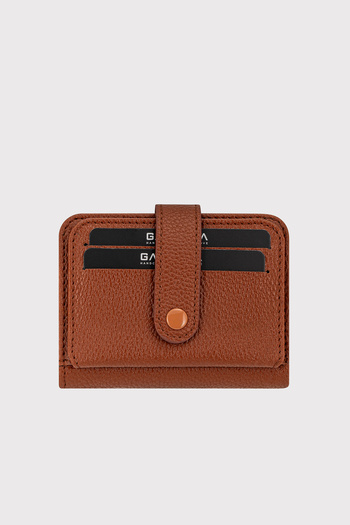 Garbalia Unisex Tan Colored Pedras Technological Leather Wallet Card Holder - Transparent Id Compartment, Lots of Compartments Card