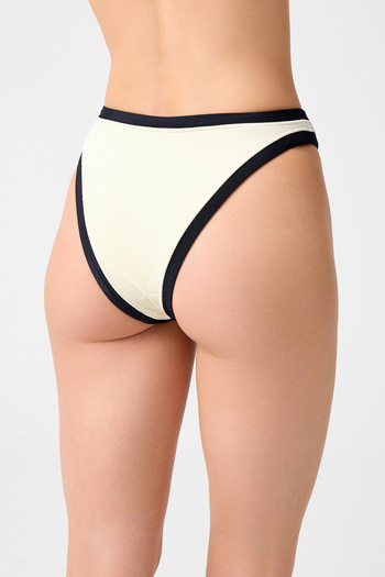 Los Ojos X Melodi Cream-Black Brazilian Model Bikini Bottom Vintage Bottom