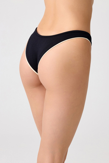 Los Ojos X Melodi Black-Cream Brazilian Model Bikini Bottom Retro Bottom