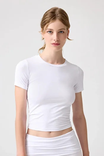 Los Ojos White Melodi Short Fitted T-Shirt - Fitted