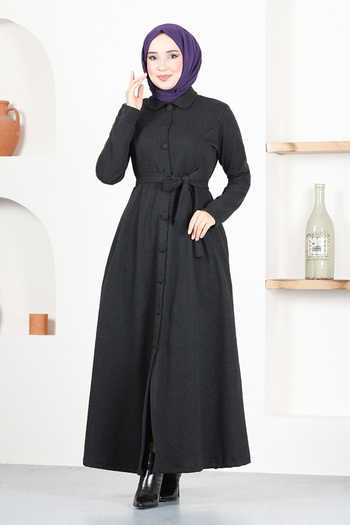 ModaMerve Black Buttoned Cap - Msl4025 Model
