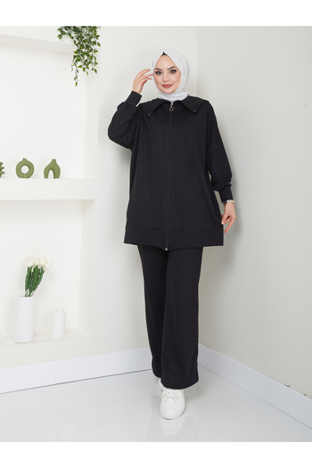 VOLT CLOTHİNG Slit Zippered Trousers - Women's Hijab Set