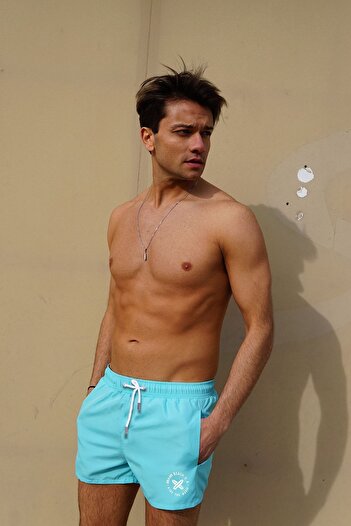 Miami Beach Erkek Mint Düz Renk Iki Yan Cepli Mini Boy Mayo Deniz Şortu