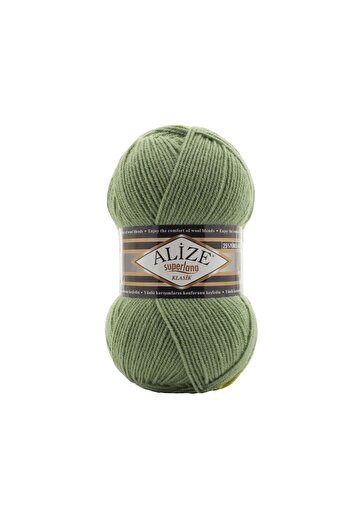 Alize Superlana Classic 852 Green Vest Cardigan Sweater Yarn 25% Wool 100 gr 280 Meters Green Tea