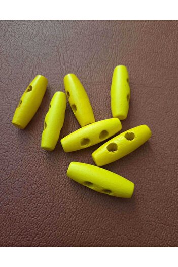 Beyna 3 cm Buttoned Natural Scarf Yellow Wooden Shepherd - 1 Pack 12 Pieces