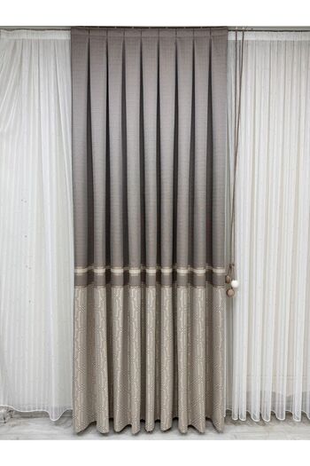 Fon Dünyası Beige-Cream-Gold Panel Background Curtain Single Wing