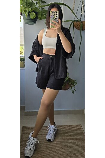 Ece Kahraman Linen Shirt Shorts Set (Narrow Fit)