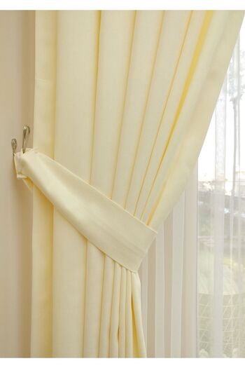 Evdepo Home Crown Cream Solid Color Pleated Soft Background Curtain, 1/2,5 Regular (MEDIUM) Pleat, Single Wing