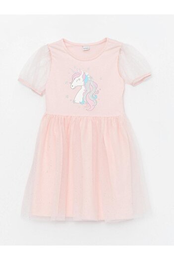 LC Waikiki Girl's Dress - LCW Kids, Crew Neck, Short Sleeve