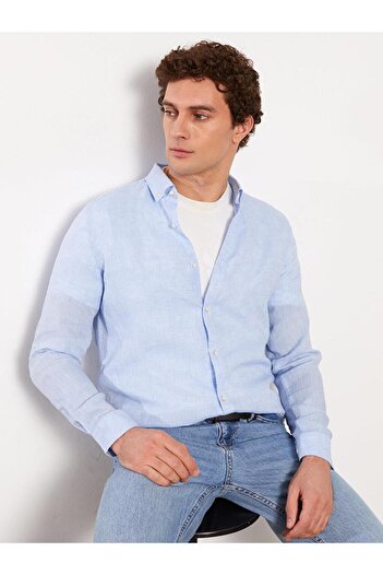 LC Waikiki LCW Vision Slim Fit Довгорукавна сорочка з суміші льону для чоловіків