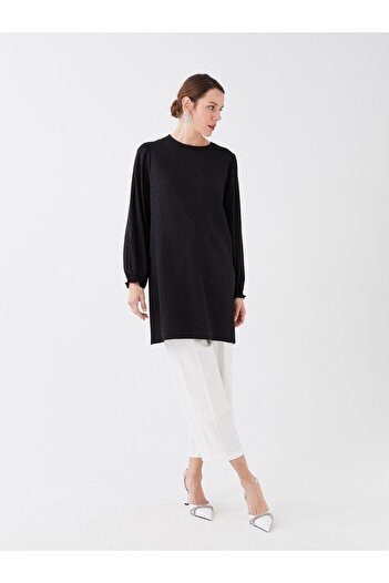 LC Waikiki Crew Neck Patterned Long Sleeve Satin Women's Tunic