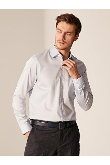 LC Waikiki Чоловіча сорочка з попліну з довгим рукавом LCWAIKIKI Formal Slim Fit