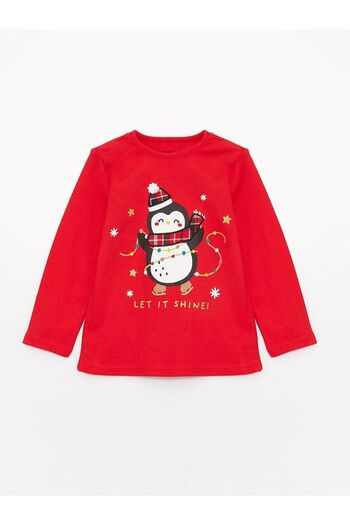 LC Waikiki LCW baby Bisiklet Yaka Uzun Kollu Baskılı Kız Bebek Pijama Takımı